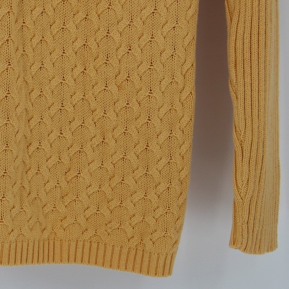 Studio Works $48 Small Golden Yellow Cable Knit Shawl‎ Collar Pullover Sweater - Picture 4 of 12